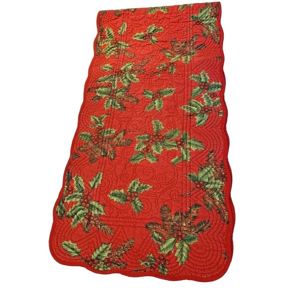 St. Nicholas Square Other - St. Nicholas Square Double Sided Red Ivy & Polka Dot Christmas Table Runner 50"